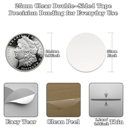 Double Sided Adhesive Pads–Round Double-Sided Tape for Car Dashboard Idol Stick Glue, 1inch Clear Removable Dots,Dashboard & Dash Cam Base,Heat Resistant Dashboard Adhesive - size: 1in