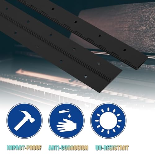 20Inch Black Continuous & Piano Hinges, 2PCS Heavy Duty Stainless Steel Piano Hinge with Hole, 0.05" Thickness/1.2" Open Width Folding Cabinet Door Butt Hinge - color: Black, size: 20 Inch