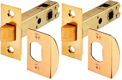 Prime-Line E 2281 Passage Door Latch, 9/32 in. and 1/4 in. Square Drive, Steel, Brass Finish (Single Pack) (Pack of 2) - color: Brass, size: 1 Count (Pack of 2)