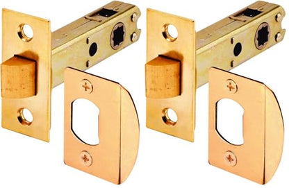 Prime-Line E 2281 Passage Door Latch, 9/32 in. and 1/4 in. Square Drive, Steel, Brass Finish (Single Pack) (Pack of 2) - color: Brass, size: 1 Count (Pack of 2)