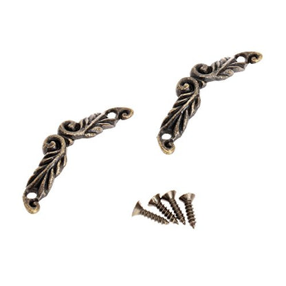 dophee 10Pcs Antique Brass Decorative Pull Handle for Mini Jewelry Box Drawer Cabinet Chest Decoration Arch Shape 1.77" x 0.39"- Small - size: Small
