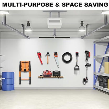 14 Inches Extra Large Garage Hooks, 4Pcs Heavy Duty Garage Wall Mount Organizer, Tool Hanger Long Utility Storage Hooks for Hanging Tire, Chair, Ladder, Garden Tools, Strollers and More