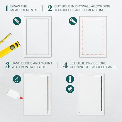 10" x 16" White Metal Access Panel, Service Shaft Door, Plumbing, Electricity Heating Alarm Wall for Drywall, Bathroom Services Hole Cover, Wall Covering - size: 10" x 16"