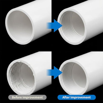 PVC Pipe Threader Set, 3Pcs Integrated Internal & External Pipe Threading Tool for 1/2", 3/4", 1" PVC Pipes, Includes 2 Rolls of 6M Tape, Ideal for Plumbing Repairs & Irrigation Systems