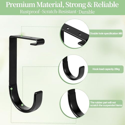 4 Pack Bike Hooks for Garage, Bike Hanging Hooks 55lbs Heavy Duty Ceiling Mount Hooks for Secure Bike Storage in Garage with Anti Slip Rubber Coating Black