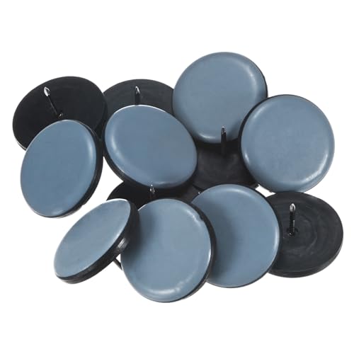 M METERXITY 12-Pack Nail on Furniture Sliders, 1.5" (38mm) PTFE Chair Sliders Glides Round Pads for Chair/Table, Furniture Movers Leg Floor Protectors [Grey] - size: 1.5" (38mm)