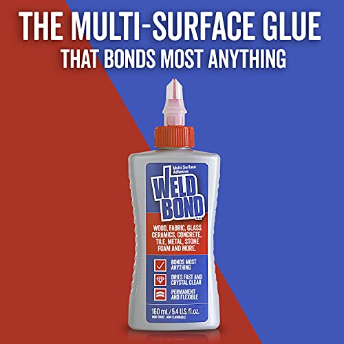 Weldbond Multi-Surface, Non-Toxic Glue, Bonds Most Anything! Use as Wood Glue or for Glass Crafts Ceramic Tile Mosaic Porcelain Stone Fabric Carpet & More. 4-Pack of 5.4oz /160ml - size: 4 Pack