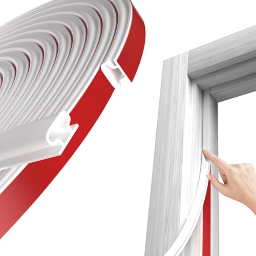 White D-Shape Weather Stripping 20Ft Self-Adhesive Rubber Seal Strip for Doors & Windows – Soundproof Insulation Gap Blocker (Fits 0.1–0.2in Gaps) - color: White, size: 0.24" Thick X 20 Ft