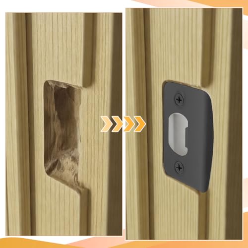 Standard Door Lock Strike Plate with Spacer Shim and Screws, Door Strike Replacement, Universal Security Striker, Exterior or Interior Repair Kits to Fix Doors Won’t Latch Close, Matte Black