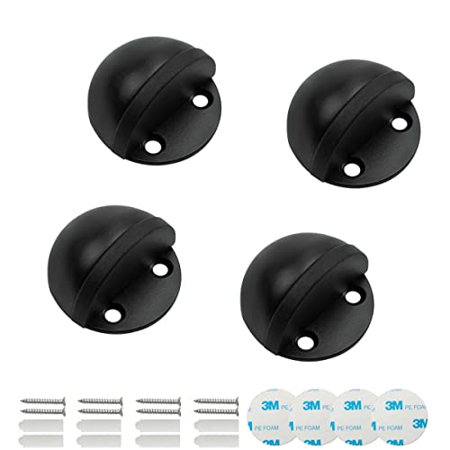 SANATO 4 Pack Black Low Dome Floor Mounted Stainless Steel Door Stop Self-Mounted and Screw-Mounted - color: Black, size: 4 Pieces