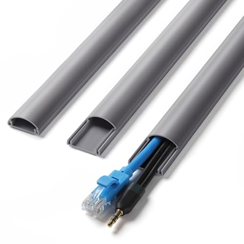 ZhiYo Cord Covers for Wires on Wall, 39in(3 x L13in) Cable Hider for Hiding 1-2 Cables, PVC Wire Covers for Cords on Wall Mount TV in Home or Office, Grey W1in x H0.41in - color: Grey, size: 1in W X 0.4in H X 39in L