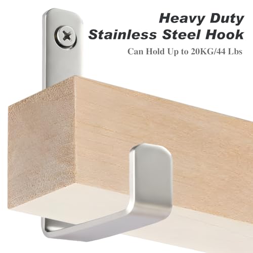 Stainless Steel Hooks for Hanging, Heavy Duty Hooks, Coat Hook, Wall Hooks Wall Mounted Hook Towel Hook Garage Holder Screw Hanger, 6 Pack (Silver) - color: Silver