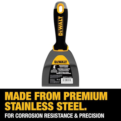DEWALT 4" Putty Knife | Stainless Steel w/Soft Grip Handle | DXTT-2-140 - size: 4-inch