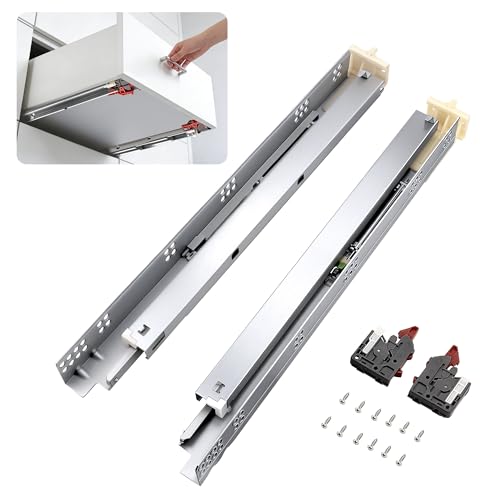 Knobonly 2 Pairs 18" Soft Close Drawer Slides, Undermount Full Extension Under Mount Drawer Sliders, Zinc Plated with Mounting Hardware, 85lb Heavy Duty for Cabinet Upgrade - size: 18 Inch, style: Soft Close - 2 Pairs