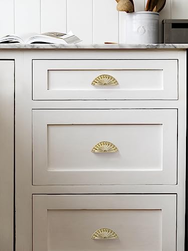 Brushed Gold Cabinet Cup Pulls 3" Hole Center 10 Pack Brass Drawer Pulls Kitchen Hardware Cabinet Handles Dresser Handles Knobs - color: Brushed Gold, size: 3"(76mm) Hole Center