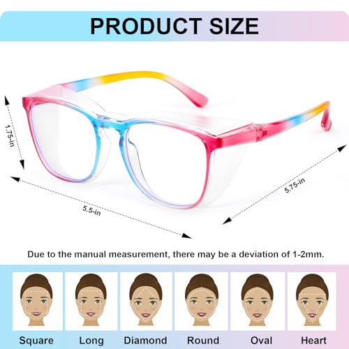 OXG 4 Pack Safety Glasses Anti Fog Goggles, Blue Light Blocking Stylish Safety Glasses for Women Nurses Protective Eyewear - color: Leopard+rainbow+clear+black