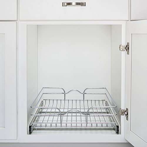 Rev-A-Shelf Kitchen Cabinet Pullout Shelf and Drawer Organizer Slide Out Pantry Storage Basket in Multiple Sizes, 21 x 22 In, 5WB1-2122CR-1 - size: 21" W X 22"d, style: Single Tier