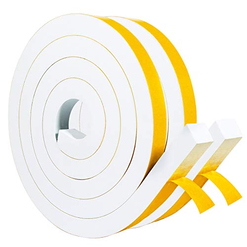 Yotache White High Density Foam Tape 1" x3/4" for Windows Air Conditioner Insulation Seal, Weatherstrip, AntiVibration, Shockproof Protection, Total 13 Ft (2 X 6.5 Ft Each) - size: 1"x3/4"x13 FT
