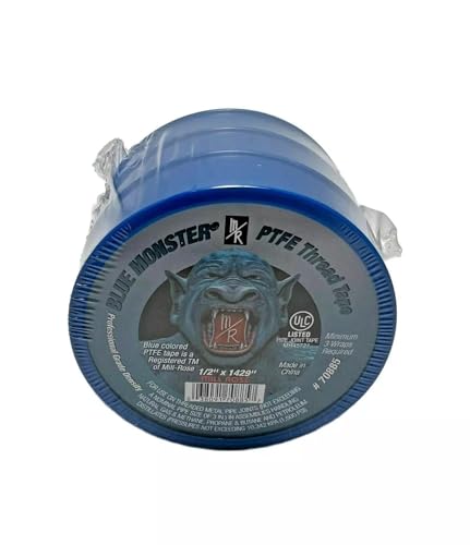Milrose 70885 Blue Monster 1/2 Inch x 1429 Inch Blue Teflon Tape (3 Pack)