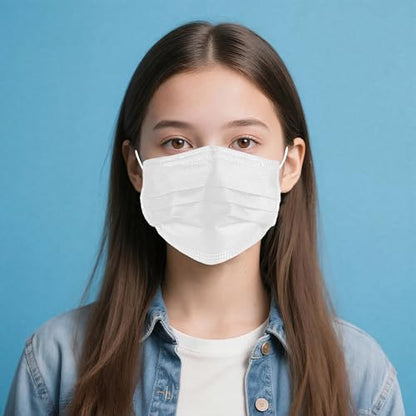 NNPCBT White Disposable Face Masks 125 Pack,3-Ply Breathable Mask For Adults,Great For Outdoors,Home, Office, School - color: Adult-125 Pack-white