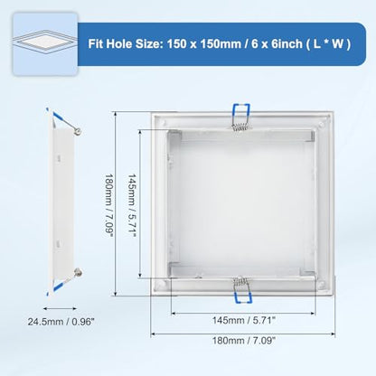 uxcell Square Ceiling Cover Plate, Recessed Lights Hole Trim Plate Wall Hole Spring Mount Decorative Flat Cap Access Panel for Ceiling or Wall 6x6 Inch Openings, Matte White - size: Fits: 6x6inch(150x150mm)