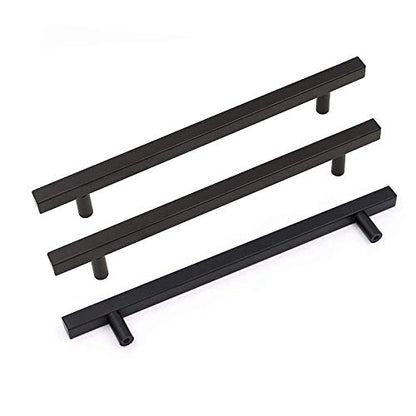 Goldenwarm 25 Pack Black Cabinet Handles 7-1/2"(192mm) Matte Black Cabinet Pulls T Bar Drawer Pulls for Kitchen Cupboard & Drawer Hardware - color: Black, size: 7-1/2 Inch Hole Center