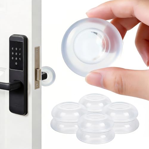 Door Handle Wall Protector, Self-Adhesive Shock Absorbing Bumper Pad, Groove Design for Wall Protection and Noise Reduction, Washable and Reusable Multiple Times (Clear-9pcs) - color: Clear-9pcs