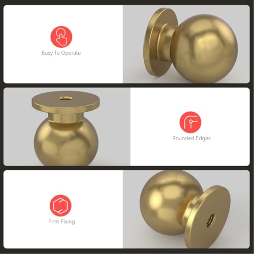homdiy 30 Pack Champagne Bronze Cabinet Knobs, Round Satin Brass Drawer Dresser Handles Ball Metal Kitchen Hardware for Cupboard, 1 Inch - color: Champagne Bronze, size: 1 in(25mm)