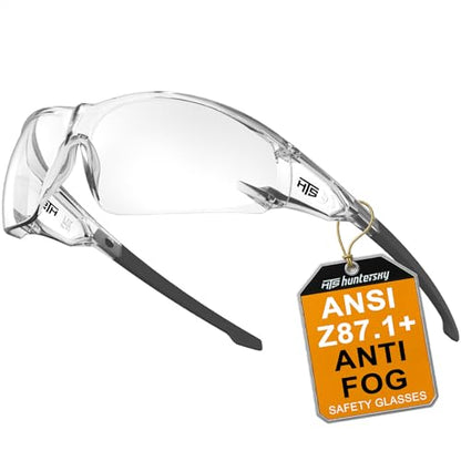 HTS HUNTERSKY ANSI Z87.1 Anti-Fog Clear Safety Glasses Pickleball Youth Baseball Lab Chemistry Goggles Scratch Resistant - color: Clear-black