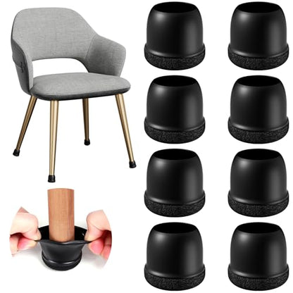 24 Pcs Chair Leg Protectors for Hardwood Floors, Silicone Felt Furniture Leg Cover Pad for Protecting Floors from Scratches and Noise, Smooth Moving for Chair Feet, Round(Black, Fit:1.1"-1.4") - size: Black-L(Fit: 1.1"-1.4")