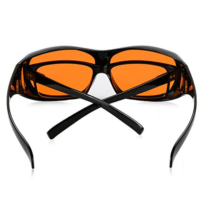 Eyekepper 100% Blue Light Blocking Fit Over Glasses for Improve Sleep, Blue Light Glasses for Women Men Nighttime, Computer Protection Eyewear - color: 1806-black-100% Blue Light Blocking