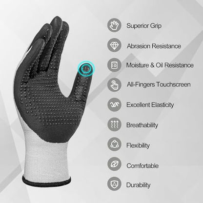 PROMEDIX P Nitrile Coated Work Gloves,MicroFoam Safety Work Gloves Men,Seamless Knit Nylon&spandex Gloves with Grip - color: 36 Pairs-dotted