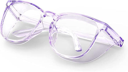 TOREGE Safety Glasses, Safety Goggles Eye Protection With Anti-Fog And Anti-Blue Light Lenses For Women Nurse (Light Purple Blue&Clear Lens) - color: Light Purple Blue&clear Lens