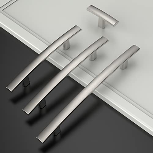 Amerdeco 10 Pack Brushed Satin Nickel Cabinet Knobs Single Hole Cabinet Handles 2 Inch Solid Zinc Alloy Cupboard Drawer Knobs Kitchen Cabinet Knobs T Bar Hardware ZH0003BSNK - color: Brushed Satin Nickel, size: Knobs