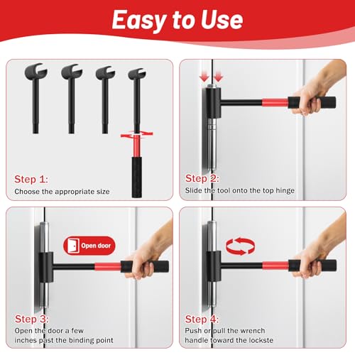 4 in 1 Door Hinge Adjustment Tool Upgraded,Hinge Gap Adjusting Wrench,Door Repair Kit for Residential and Commercial,Hinge Wrench Bender Set with Rubber Grip,Cabinet Alignment Fits 14mm-25mm Hinges - style: Upgraded 4-in-1