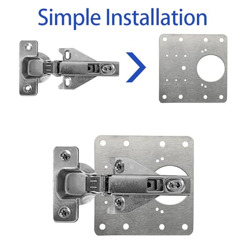 6 Pack Cabinet Hinge Repair Plate Kit, Stainless Steel Cabinet Door Hinge Repair Brackets with Mounting Screws, Metal Hinge Fixing Plates for Kitchen Cabinets, Cupboards and Furniture