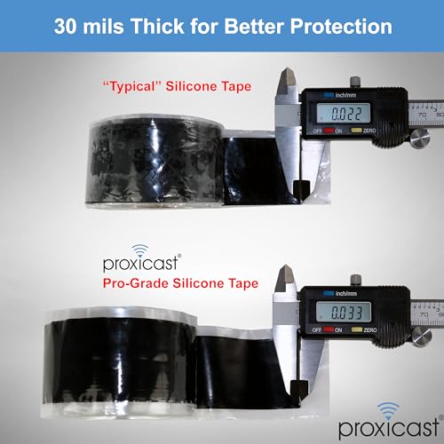 Proxicast Pro-Grade Extra Strong 30mil Weatherproof Self-Fusing Silicone Rubber Sealing Tape For Outdoor Antenna Coax & Electrical Cables, Hose/Pipe Leaks & Emergency Repairs (1.5" x 15' roll) - White - color: White