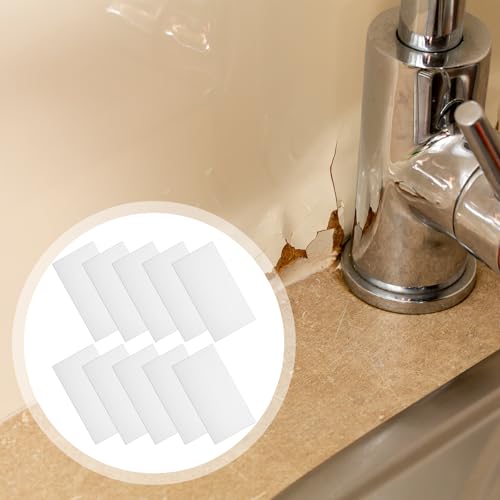 10 Pcs Bathtub Hole Patch Siding Wall Repair Kit Waterproof Patch Holes Blemishes Tools Self Adhesive White Tape for Cracked Pool Liner Roof Skylight and Vinyl Skirting(White) - color: White