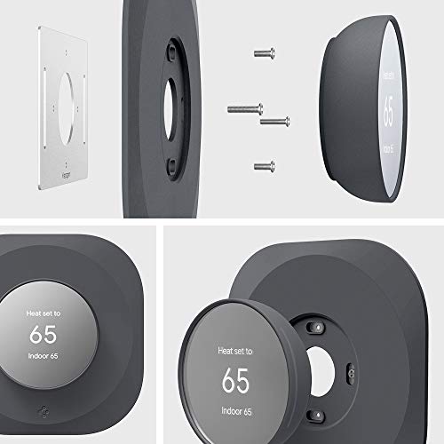 Spigen Wall Plate Designed for Google Nest Thermostat Wall Plate (Included Metal Plate and 4 Screws) - Charcoal Gray - color: Charcoal Gray