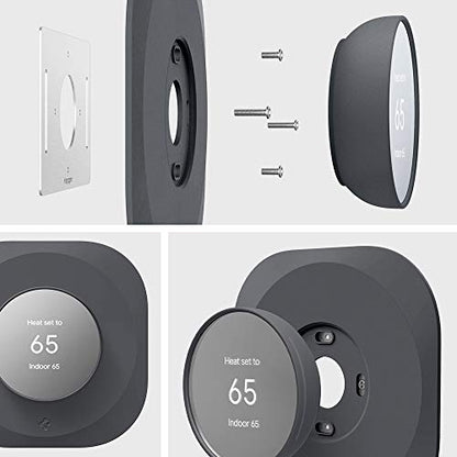 Spigen Wall Plate Designed for Google Nest Thermostat Wall Plate (Included Metal Plate and 4 Screws) - Charcoal Gray - color: Charcoal Gray