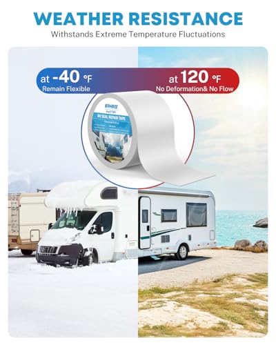 Kohree RV Sealant Tape, 6 Inch x 50 Foot RV Roof Tape White, UV Resistant, Weatherproof Repair Sealant Tape for RV, Boat Sealing, Truck Stop Camper Roof Leaks - style: 6in*50ft