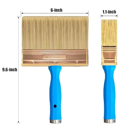 Deck Stain Brush, 6 Inch Deck Paint Brush with Threaded Handle for Extension Pole, Wide Large Brushes for Staining Wood, Fence, Walls, Lime Wash Paint Brush - color: 6 Inch
