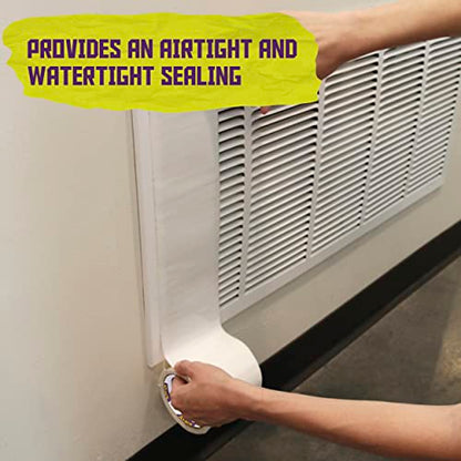 ATack Waterproof Patch and Seal Tape, White, 4 Inches x 10 Feet, Water Barrier Tape for Stop Leak Repair on Pipes, Chimney, Roof, Boat, and HVAC - color: White