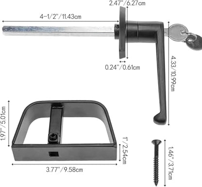 Shed Door Kit, Barn Door Lock Set, Including 4-1/2" L-Handle Lock, Stainless Steel Latches and 6" Hinges