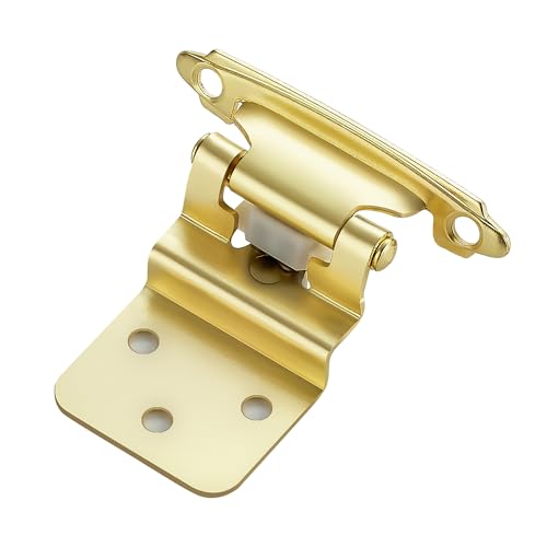 Ravinte 10 Packs (5 Pairs) 3/8" Inset Gold Cabinet Hinge,Self Closing Hinges for Kitchen/Bathroom/Furniture Cabinets & Doors,Decorative Cabinet Hardware Kitchen Cabinet Hinge with Door Bumper - color: Gold