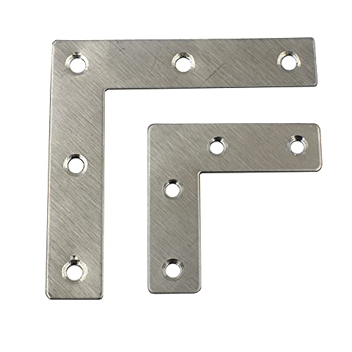 DGOL 24 Packs Two Sizes 3-1/8 inch and 2 inch L Stainless Steel Flat Corner Braces with Screw, Picture Photo Frame Angle Bracket - color: Stainless Steel 24 Packs
