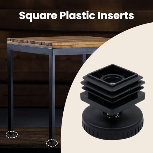 Antrader Home Office Table Desk Adjustable Leveling Foot,Plastic Metal Square Tube Insert Kit, 30mm x 30mm Black, 4 Sets