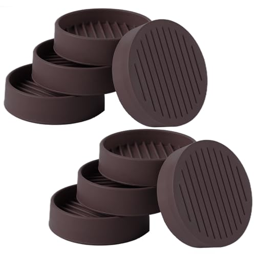 2x2 Round Rubber Furniture Caster Cups, Anti-Sliding Furniture Pads Bed Stopper Floor Protectors with Grip - Protect Any Flooring - size: 8 Pcs Brown