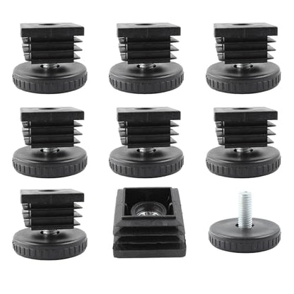 8Pcs Adjustable Leveling Feet, Square Insert Kit, Furniture Glide Leveler, Black, 40x9mm, 30x30x14mm - size: 30x30mm
