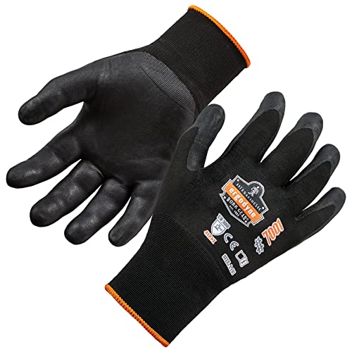 Ergodyne unisex adult Nitrile Coated Gloves, Black, Extra Large US - size: X-large (Pack of 1)